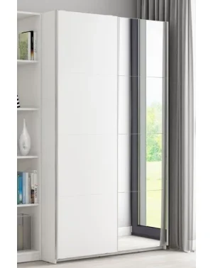 Bílá šatní skříň Carlos 125 cm se 2 posuvnými dveřmi