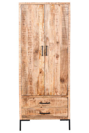 Stylová skříň na oděv z mangového dřeva, černá, 75/192/45 cm