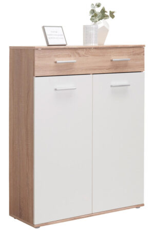 Stylový botník bílý s dekorací dubu Sonoma